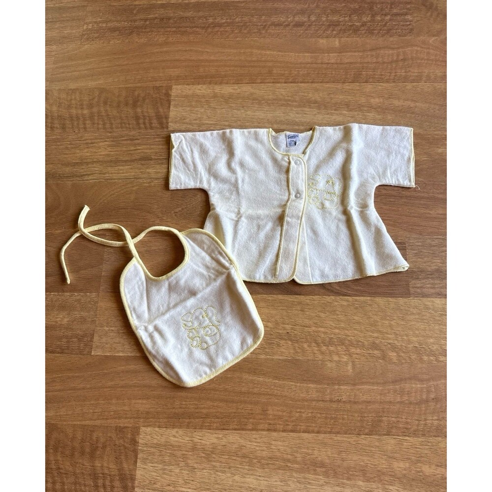 Vintage SIMPLIFOLD made in USA INFANT BABY LAYETTE BIB & TOP gender neutral